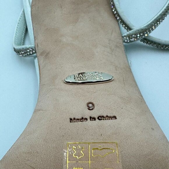 Badgley Mischka Silver Satin Rhinestone Bridal Strappy Wedding Kitten Heels Sz 9 - Picture 7 of 7